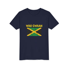 Load image into Gallery viewer, Youth Tee - "Wah Gwaan" Jamaican Flag Kids Shirt
