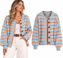 Load image into Gallery viewer, Fallon Striped Button-Down Knit Cardigan
