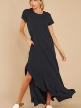 Load image into Gallery viewer, Slit Round Neck Short Sleeve Maxi Dress
