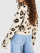 Load image into Gallery viewer, Tied Leopard Round Neck Cardigan
