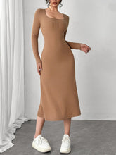 Load image into Gallery viewer, Square Neck Long Sleeve Midi Wrap Dress
