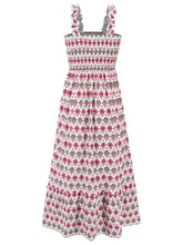 Load image into Gallery viewer, Smocked Printed Square Neck Sleeveless Dress
