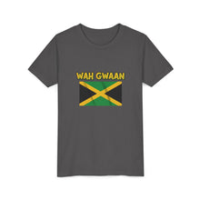 Load image into Gallery viewer, Youth Tee - "Wah Gwaan" Jamaican Flag Kids Shirt
