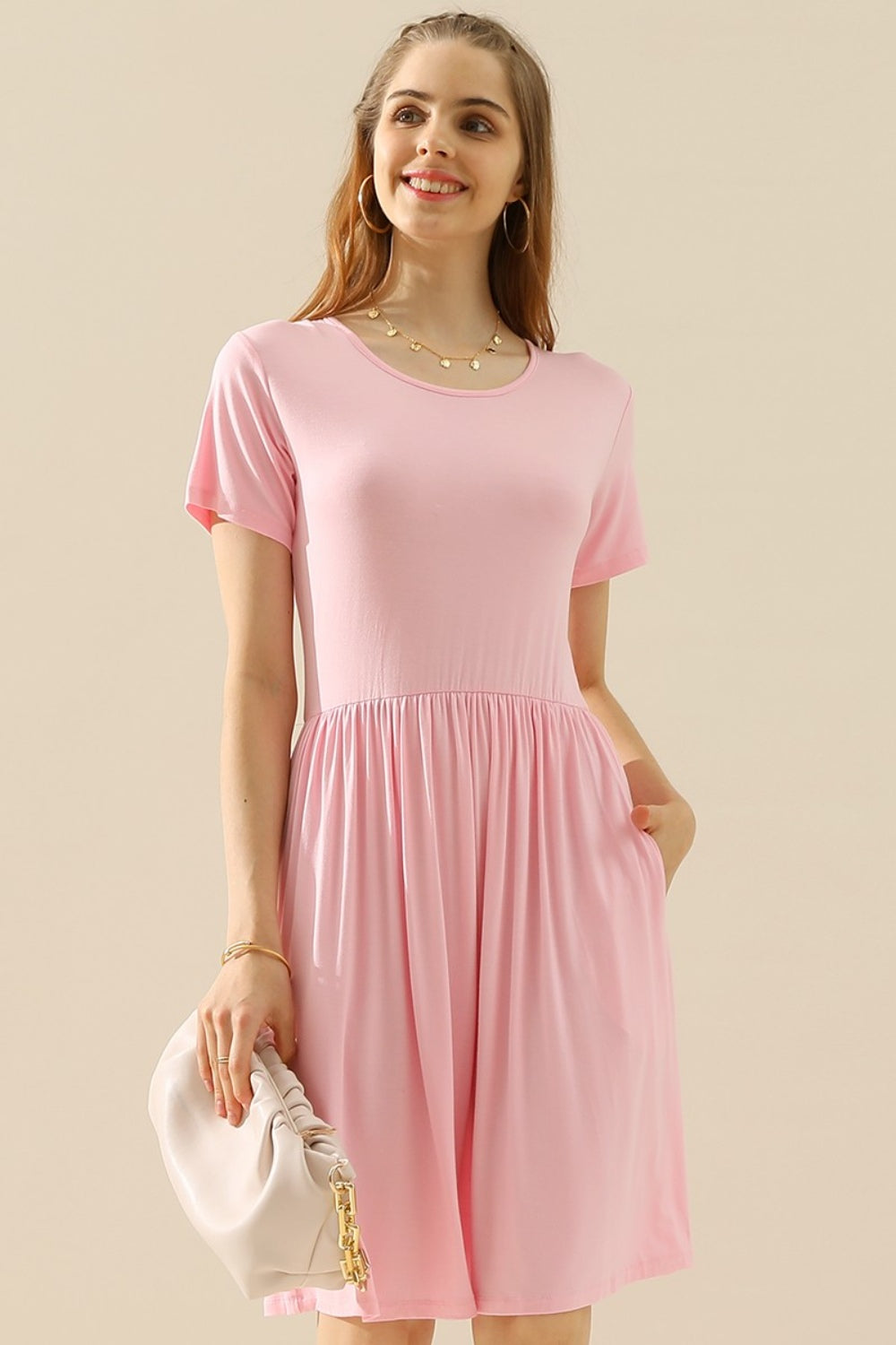Ninexis Ruched Dress with Pockets