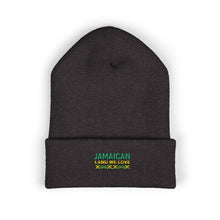 Load image into Gallery viewer, Jamaican Embroidered Cuffed Beanie — Reggae-Inspired Knit Hat
