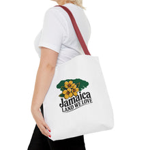 Load image into Gallery viewer, Jamaica Land We Love Tote Bag — Floral Island Map Beach Market Tote
