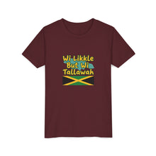 Load image into Gallery viewer, Youth Tee - "Wi Likkle But Wi Tallawah" Jamaican Flag Kids Shirt
