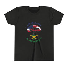 Load image into Gallery viewer, Youth Tee - "American Born Jamaican Roots" Patriotic USA/Jamaica Tree Graphic
