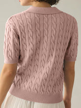 Load image into Gallery viewer, Cable-Knit Collared Neck Half Sleeve Sweater
