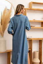 Load image into Gallery viewer, Sew In Love High-Low Button Up Roll-Tab Sleeve Denim Dress
