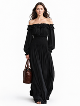 Load image into Gallery viewer, Whitley Off-Shoulder Ruffled Maxi Dress with Smocked Waist
