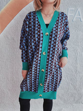 Load image into Gallery viewer, Contrast Trim Geometric Button Down Cardigan
