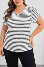 Load image into Gallery viewer, Khaley Striped V-Neck Short Sleeve T-Shirt
