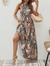 Load image into Gallery viewer, Tied Slit Floral Sleeveless Dress
