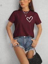 Load image into Gallery viewer, Heart Round Neck Short Sleeve T-Shirt
