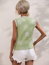 Load image into Gallery viewer, Floral Contrast Ribbed Trim Sweater Vest
