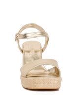 Load image into Gallery viewer, Lofty Metallic Faux Leather Block Heel Sandals
