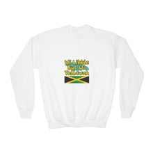 Load image into Gallery viewer, Youth Crewneck Sweatshirt - "Wi Likkle But Wi Tallawah" Jamaican Flag Kids Sweatshirt
