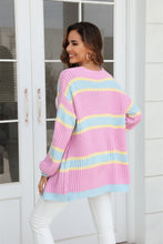 Load image into Gallery viewer, Color Block Ribbed Dropped Shoulder Open Front Cal
