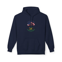 Load image into Gallery viewer, American Born Jamaican Roots Hoodie — USA &amp; Jamaican Flag Heritage Pullover
