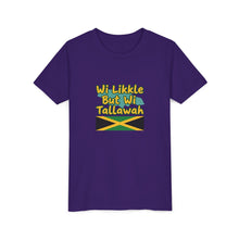 Load image into Gallery viewer, Youth Tee - "Wi Likkle But Wi Tallawah" Jamaican Flag Kids Shirt

