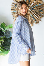 Load image into Gallery viewer, First Love Striped Button Down High-Low Hem Shirt
