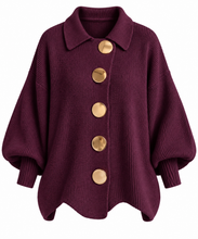 Load image into Gallery viewer, Kylie Gold Buttons Lantern Sleeve Cardigan
