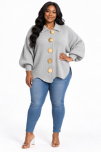 Load image into Gallery viewer, Kylie Gold Buttons Lantern Sleeve Cardigan
