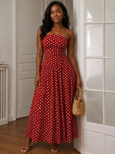Load image into Gallery viewer, Jyll Polka Dot Strapless Maxi Dress
