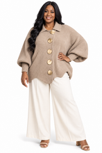 Load image into Gallery viewer, Kylie Gold Buttons Lantern Sleeve Cardigan
