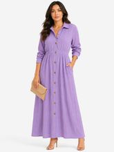 Load image into Gallery viewer, Tarah Textured Button Down Long Sleeve Maxi Dress
