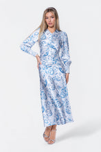 Load image into Gallery viewer, Audrey Dress Long Sleeve (Blue Pattern)
