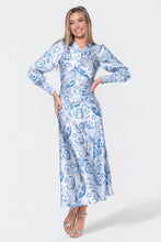 Load image into Gallery viewer, Audrey Dress Long Sleeve (Blue Pattern)
