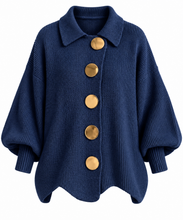 Load image into Gallery viewer, Kylie Gold Buttons Lantern Sleeve Cardigan
