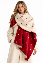 Load image into Gallery viewer, Heart-Patterned Raw Hem Winter Scarf
