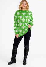 Load image into Gallery viewer, Heart Contrast Long Sleeve Dropped Shoulder Sweater
