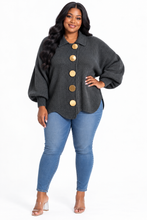 Load image into Gallery viewer, Kylie Gold Buttons Lantern Sleeve Cardigan
