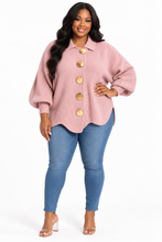 Load image into Gallery viewer, Kylie Gold Buttons Lantern Sleeve Cardigan
