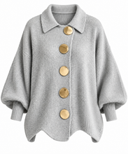 Load image into Gallery viewer, Kylie Gold Buttons Lantern Sleeve Cardigan
