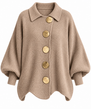 Load image into Gallery viewer, Kylie Gold Buttons Lantern Sleeve Cardigan
