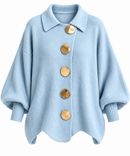Load image into Gallery viewer, Kylie Gold Buttons Lantern Sleeve Cardigan
