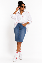 Load image into Gallery viewer, Star Print Puff Sleeve Button-Up Shirt
