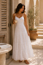 Load image into Gallery viewer, Kelsey White Eyelet Lace Maxi Dress
