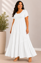 Load image into Gallery viewer, Rylie Round Neck Tiered Ruffle Maxi Dress
