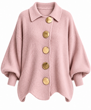 Load image into Gallery viewer, Kylie Gold Buttons Lantern Sleeve Cardigan
