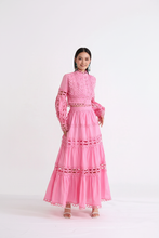 Load image into Gallery viewer, Lace Button Up Long Sleeve Top and Skirt Set
