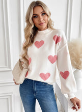 Load image into Gallery viewer, Heart Mock Neck Long Sleeve Sweater
