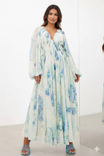Load image into Gallery viewer, Floral Print Bohemian Maxi Dress with Balloon Sleeves

