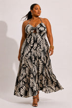 Load image into Gallery viewer, Charity Plus Size Tropical Print Knot Front Maxi Dress
