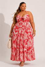 Load image into Gallery viewer, Charity Plus Size Tropical Print Knot Front Maxi Dress
